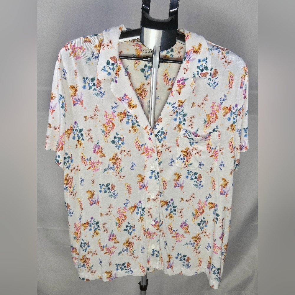 Soma Floral Cottagecore Loungewear Luxe Pajama Top, XXL